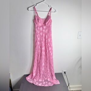 Y2k Victoria's Secret slip sheer heart print maxi dress side slit